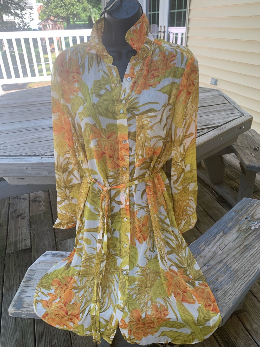 Rose & Olive NWT shirt dress lilies size S tropical print